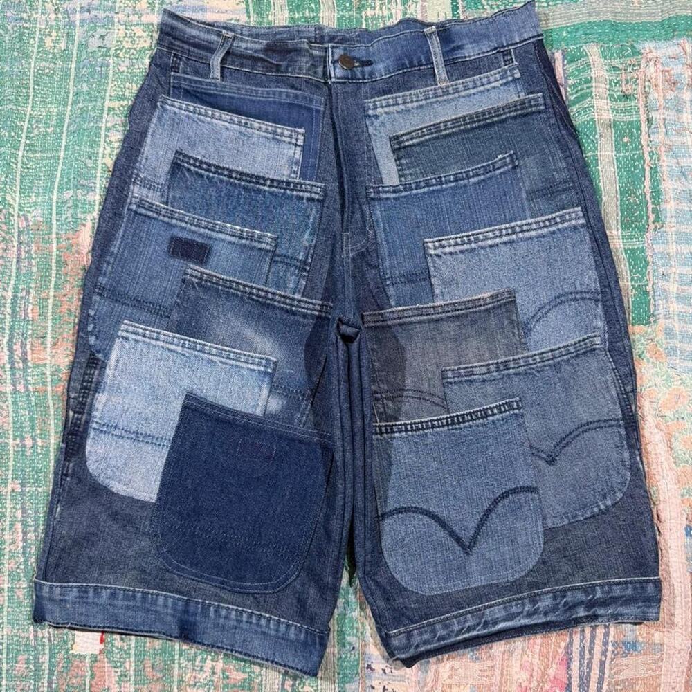 Custom patchwork baggy shorts 32x13